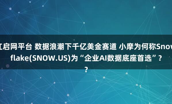 红启网平台 数据浪潮下千亿美金赛道 小摩为何称Snowflake(SNOW.US)为“企业AI数据底座首选”？