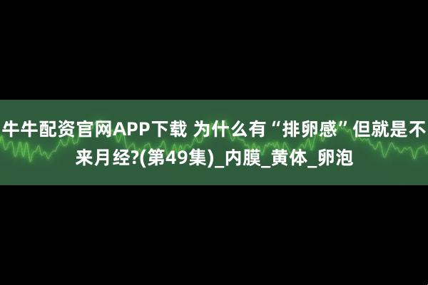 牛牛配资官网APP下载 为什么有“排卵感”但就是不来月经?(第49集)_内膜_黄体_卵泡