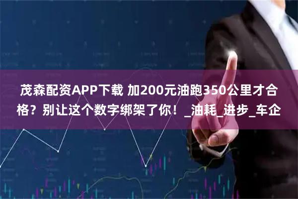 茂森配资APP下载 加200元油跑350公里才合格？别让这个数字绑架了你！_油耗_进步_车企