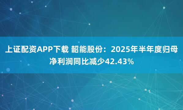 上证配资APP下载 韶能股份：2025年半年度归母净利润同比减少42.43%